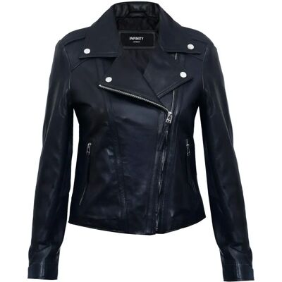 Infinity Leather Damen Schwarzes Leder Bikerjacke - Tamale - Slim Fit Infinity Leather Damen Schwarzes Leder Bikerjacke - Tamale - Slim Fit