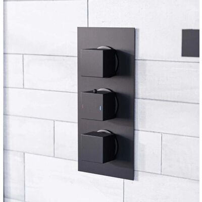 NES Home - Orta Square - Black Matt - 3 Dial - Shower valve NES Home - Orta Square - Black Matt - 3 Dial - Shower valve