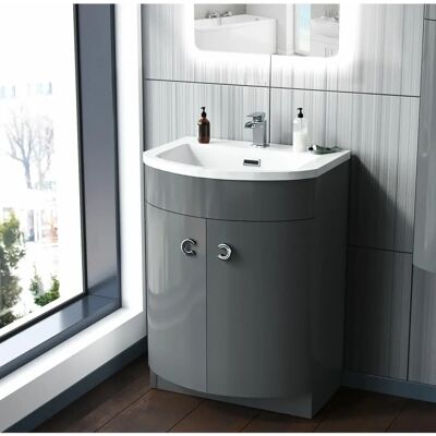 NES Home Dene 600mm Grey Gloss Vanity Storage Unit - Vanity Storage Unit NES Home Dene 600mm Grey Gloss Vanity Storage Unit - Vanity Storage Unit