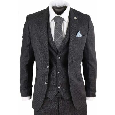 Truclothing Heren 3-delig zwart tweedpak - UK52 Truclothing Heren 3-delig zwart tweedpak - UK52