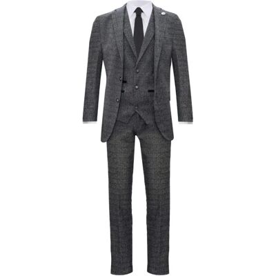 Truclothing Mens 3 Piece Grey Herringbone Tweed Suit - Size 38 Truclothing Mens 3 Piece Grey Herringbone Tweed Suit - Size 38