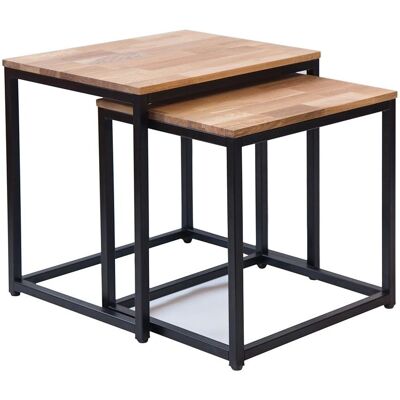 Netfurniture Michie Tablettes Gigognes - Chêne Massif, Cadre en Métal Noir - Tables Nids - Publicité Netfurniture Michie Tablettes Gigognes - Chêne Massif, Cadre en Métal Noir - Tables Nids - Publicité