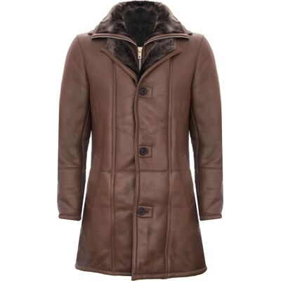 Infinity Leather XL Brauner Shearling-Schaffellmantel - Winter Wärme Infinity Leather XL Brauner Shearling-Schaffellmantel - Winter Wärme