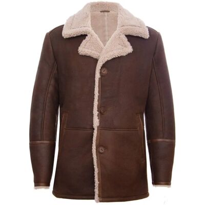 Infinity Leather Heren Bruine Schapenvacht Crombie Jas - 3XL - Jas Infinity Leather Heren Bruine Schapenvacht Crombie Jas - 3XL - Jas