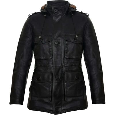 Infinity Leather Medellin Zwart Hooded Trench - Heren - XL Infinity Leather Medellin Zwart Hooded Trench - Heren - XL