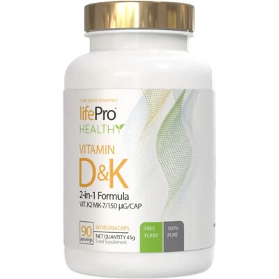 Life Pro Nutrition Vitamina D&K2 MK-7 90 Cápsulas Life Pro Nutrition Vitamina D&K2 MK-7 90 Cápsulas