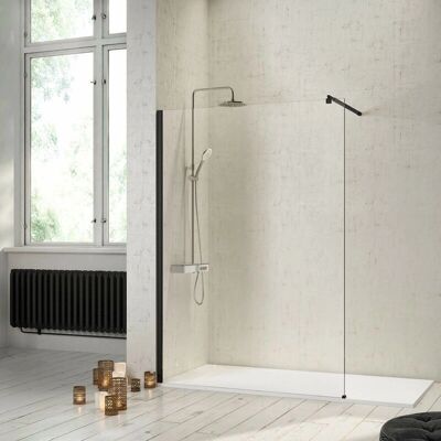 KASSANDRA Modell 90 cm Feste Duschwand FRESH Schwarz Mat KASSANDRA Modell 90 cm Feste Duschwand FRESH Schwarz Mat