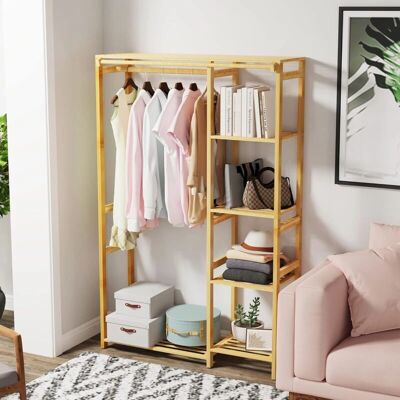 Perchero de bambú UNHO - 90x30x146 cm - Ahorro de espacio, Resistente Perchero de bambú UNHO - 90x30x146 cm - Ahorro de espacio, Resistente