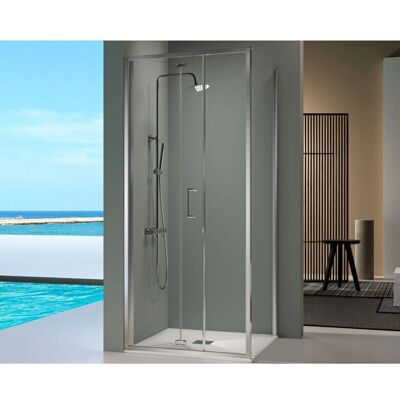 Kassandra Mampara de Ducha Moderna - Panel Fijo Prisma + Puerta Plegable 70cm Kassandra Mampara de Ducha Moderna - Panel Fijo Prisma + Puerta Plegable 70cm