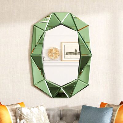 Luvodi - Diamond Beveled Vanity Mirror - Verde - Colgado en la pared Luvodi - Diamond Beveled Vanity Mirror - Verde - Colgado en la pared