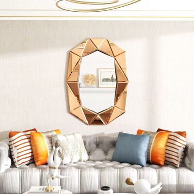 LUVODI - Espejo de tocador de pared para baño moderno con borde biselado de diamante - Brown Tawny - Mirror LUVODI - Espejo de tocador de pared para baño moderno con borde biselado de diamante - Brown Tawny - Mirror