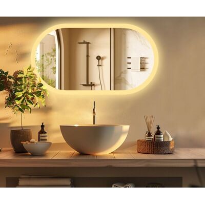 Espejo de Baño LUVODI Ovalado con Luz LED 80x50cm - Antivaho, Regulable Espejo de Baño LUVODI Ovalado con Luz LED 80x50cm - Antivaho, Regulable