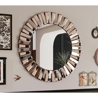 LUVODI - Espejo Redondo de Pared 80cm Plata Vintage LUVODI - Espejo Redondo de Pared 80cm Plata Vintage