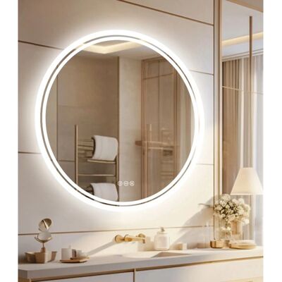 Luvodi - Espejo de Baño Redondo con Antivaho y Luz Ajustable - 60x60cm Luvodi - Espejo de Baño Redondo con Antivaho y Luz Ajustable - 60x60cm