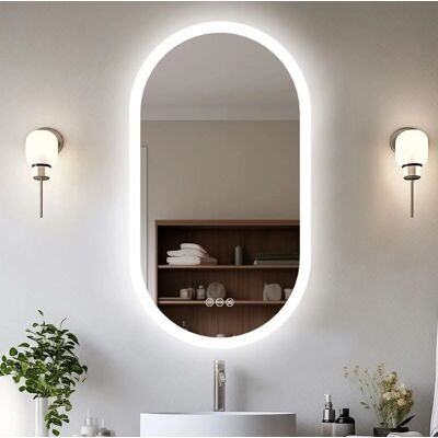 Espejo LED Ovalado Luvodi - Brillo Ajustable y Antivaho - Baño Espejo LED Ovalado Luvodi - Brillo Ajustable y Antivaho - Baño