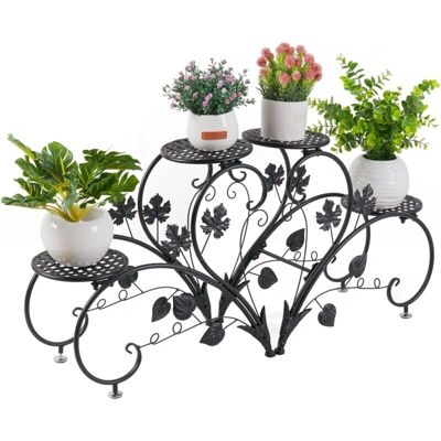 UNHO Soporte de Hierro para Plantas 4 Niveles 93x40x23cm Negro Planta UNHO Soporte de Hierro para Plantas 4 Niveles 93x40x23cm Negro Planta