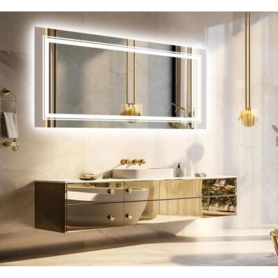 Espejo de Baño LED Luvodi con Doble Luz Antivaho 1400x700mm Espejo de Baño LED Luvodi con Doble Luz Antivaho 1400x700mm