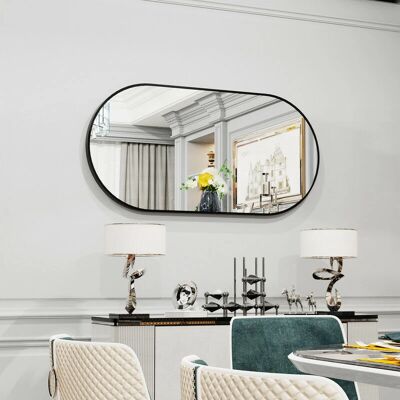 LUVODI Gran Espejo Ovalado de Pared - Espejo Decorativo Moderno para Baño - Marco Negro LUVODI Gran Espejo Ovalado de Pared - Espejo Decorativo Moderno para Baño - Marco Negro