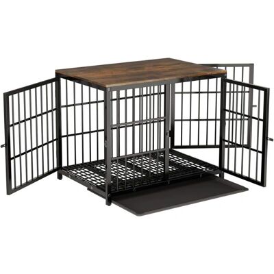 BINGOPAW - Kennel Cane Metallo e Legno - Blanco - 91x63x74 cm - Jaula para perros BINGOPAW - Kennel Cane Metallo e Legno - Blanco - 91x63x74 cm - Jaula para perros