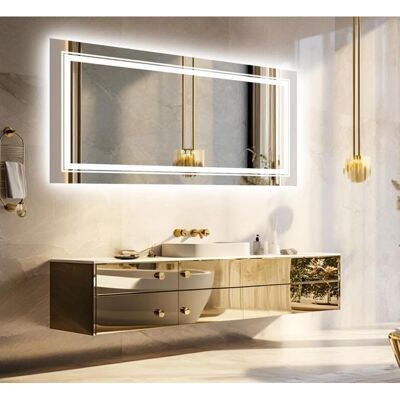 Espejo de Baño LUVODI con Luz LED - Espejo Rectangular de Pared Espejo de Baño LUVODI con Luz LED - Espejo Rectangular de Pared