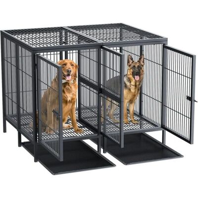 Bingopaw Jaula Grande Resistente de Metal para Perros con Divisor - Hasta 2 Perros Bingopaw Jaula Grande Resistente de Metal para Perros con Divisor - Hasta 2 Perros