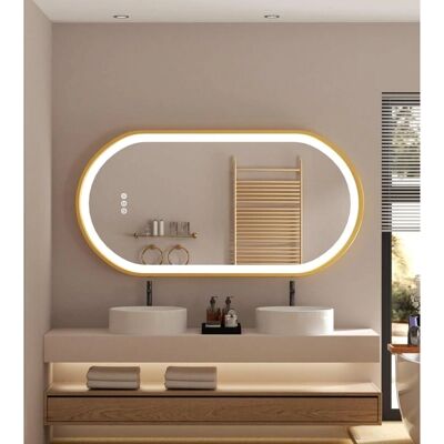 Luvodi - LED Oval Golden Frame - Dorado - Espejo de Baño Luvodi - LED Oval Golden Frame - Dorado - Espejo de Baño