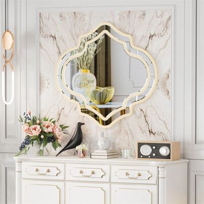 Luvodi - Espejos de Pared Irregular Decorativos - Gold Frame - Espejo de Pared Luvodi - Espejos de Pared Irregular Decorativos - Gold Frame - Espejo de Pared