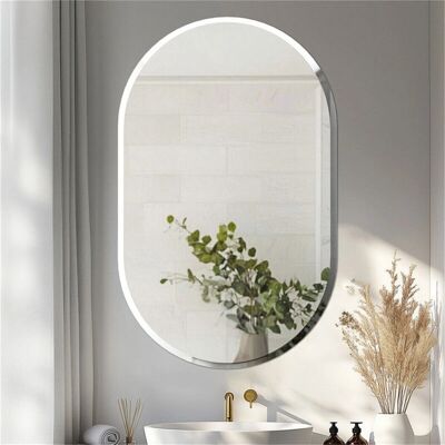 LUVODI - Espejo de Baño de Pared Biselado Decorativo sin Marco - Silver - 80x50 cm - Mirror LUVODI - Espejo de Baño de Pared Biselado Decorativo sin Marco - Silver - 80x50 cm - Mirror