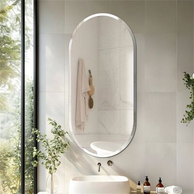 Luvodi - Espejo de Baño de Pared Biselado - Ovalado - Plateado - Espejo de Pared Luvodi - Espejo de Baño de Pared Biselado - Ovalado - Plateado - Espejo de Pared
