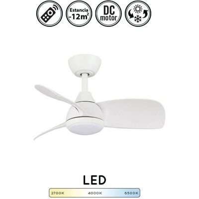 Bilake - Ventilador de techo compacto con luz y mando a distancia - Blanco Bilake - Ventilador de techo compacto con luz y mando a distancia - Blanco