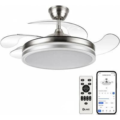 Ventilador de Techo Bilake con Luz - 72W, Silencioso, Moderno, Níquel, Aspas Retráctiles Ventilador de Techo Bilake con Luz - 72W, Silencioso, Moderno, Níquel, Aspas Retráctiles