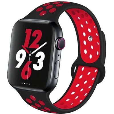 Bracelet Sportystyle en Silicone pour Apple Watch 44mm Noir / Rouge - Bracelet de Montre Connectée - Publicité Bracelet Sportystyle en Silicone pour Apple Watch 44mm Noir / Rouge - Bracelet de Montre Connectée - Publicité