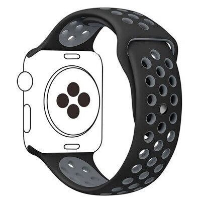 Bracelet SportyStyle pour Apple Watch SE 44mm - Noir/Gris - Publicité Bracelet SportyStyle pour Apple Watch SE 44mm - Noir/Gris - Publicité