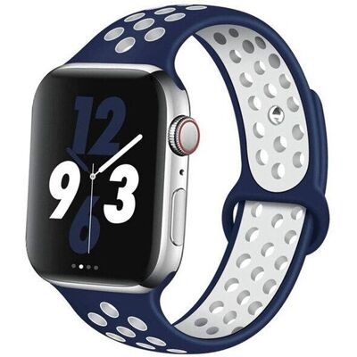 Bracelet Sportystyle pour Apple Watch Se - Bande 44 mm Bleu Foncé / Blanc - Publicité Bracelet Sportystyle pour Apple Watch Se - Bande 44 mm Bleu Foncé / Blanc - Publicité