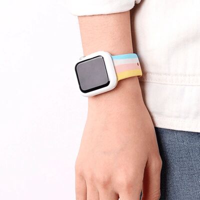 Bracelet en silicone arc-en-ciel pour Apple Watch Series 3 38mm - Accessoire - Publicité Bracelet en silicone arc-en-ciel pour Apple Watch Series 3 38mm - Accessoire - Publicité