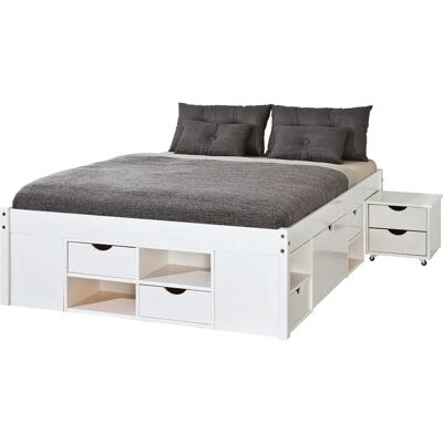 ebuy24 Hvit dobbeltseng 180x200cm med 2 rammemadrasser ebuy24 Hvit dobbeltseng 180x200cm med 2 rammemadrasser