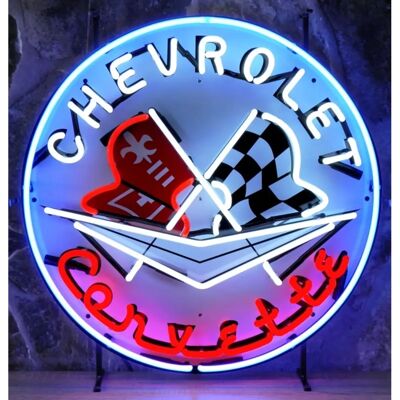 CHEVROLET - Corvette Flags Neon - 65x65 cm - neonbord CHEVROLET - Corvette Flags Neon - 65x65 cm - neonbord