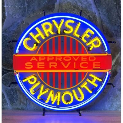 Fiftiesstore Chrysler Plymouth neon met achterplaat - 60 x 60 cm - neonbord Fiftiesstore Chrysler Plymouth neon met achterplaat - 60 x 60 cm - neonbord