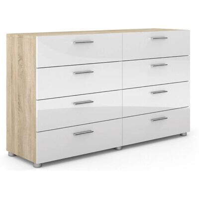 Ebuy24 Petra Eukalyptus Weiß Hochglanz Möbel - 8 Schubladen Ebuy24 Petra Eukalyptus Weiß Hochglanz Möbel - 8 Schubladen