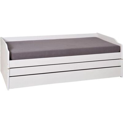 Ebuy24 Hvit Seng 90x200 cm med 3 Soveplasser - Seng Ebuy24 Hvit Seng 90x200 cm med 3 Soveplasser - Seng