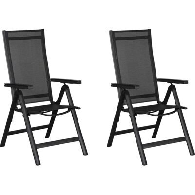 Kenny 2 x Gartenstühle - Verstellbarer Rücken, 6 Positionen - Schwarz Kenny 2 x Gartenstühle - Verstellbarer Rücken, 6 Positionen - Schwarz