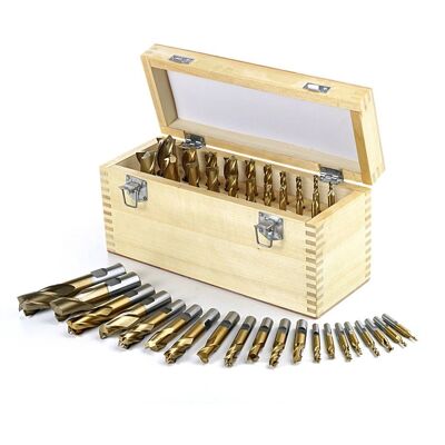 HBM 20-teiliger HSS-Fräser-Satz mit Zinnbeschichtung Modell 1 - Set van frezen HBM 20-teiliger HSS-Fräser-Satz mit Zinnbeschichtung Modell 1 - Set van frezen