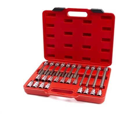 HBM Juego de 26 piezas de llaves de vaso profesionales 1/2 pulg. Doble dentado HBM Juego de 26 piezas de llaves de vaso profesionales 1/2 pulg. Doble dentado