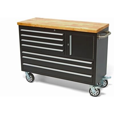Carrello attrezzi mobile HBM con piano in legno - 122cm - Nero Carrello attrezzi mobile HBM con piano in legno - 122cm - Nero