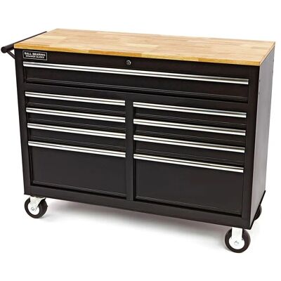 HBM Werkstattwagen mit Holzarbeitsplatte - 117 cm - Schwarz HBM Werkstattwagen mit Holzarbeitsplatte - 117 cm - Schwarz