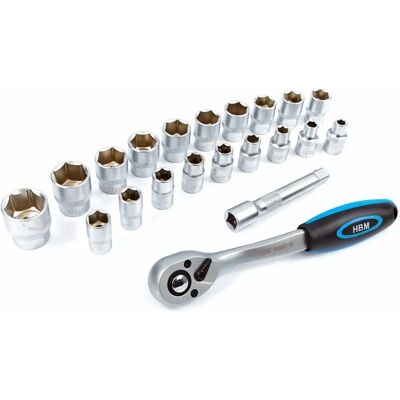 HBM 1/2" Profi-Ratsche - 29 Steckschlüssel & Verlängerung - Ratsche HBM 1/2" Profi-Ratsche - 29 Steckschlüssel & Verlängerung - Ratsche