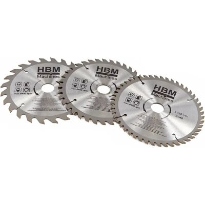 HBM 160 mm Kreissägeblatt-Set - 3 Stück für Festool HBM 160 mm Kreissägeblatt-Set - 3 Stück für Festool