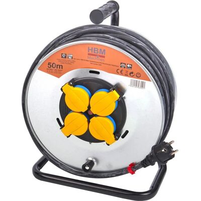 HBM Enrollador de corriente IP44 resistente a salpicaduras - Enrollador de cable 3 x 1,5 mm HBM Enrollador de corriente IP44 resistente a salpicaduras - Enrollador de cable 3 x 1,5 mm