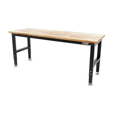 HBM 182 Cm. In hoogte verstelbare werkbank met massief houten werkblad - Werkbanken HBM 182 Cm. In hoogte verstelbare werkbank met massief houten werkblad - Werkbanken