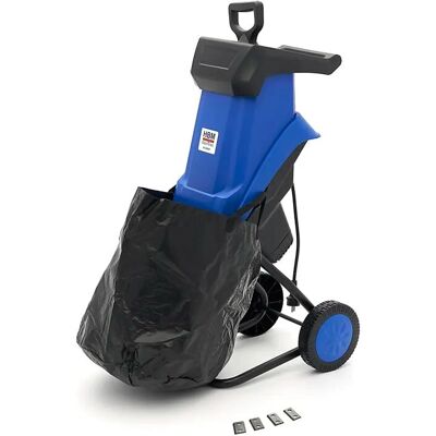 HBM Elektrischer Häcksler 2500W - Gartenhäcksler / Holzzerkleinerer für 40mm Äste - 2 Messer HBM Elektrischer Häcksler 2500W - Gartenhäcksler / Holzzerkleinerer für 40mm Äste - 2 Messer